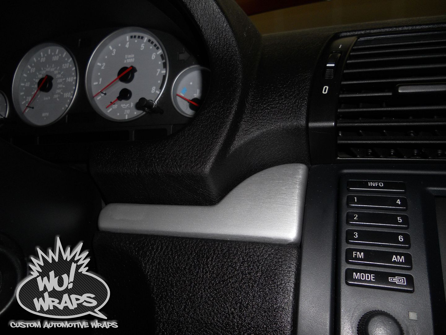 BMW e53 X5 interior trim Avery Supreme Brushed Aluminum vinyl wrap Wu